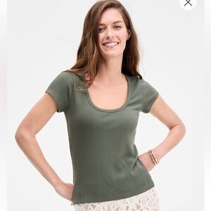 Women's Ribbed Scoop-Neck Top